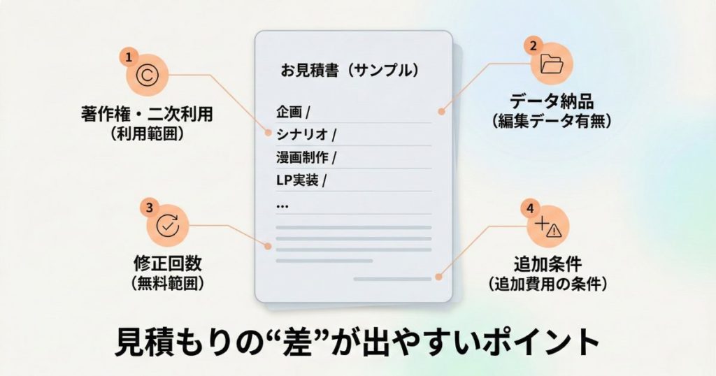 漫画LPの見積もりで差が出る項目