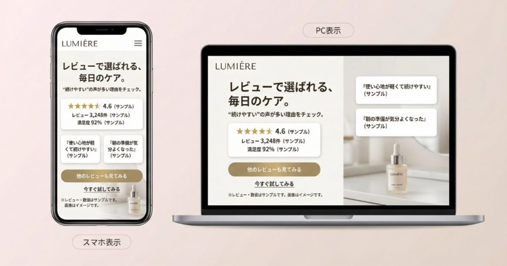 BtoCパターン⑤｜口コミ・レビューを中心に据える構成