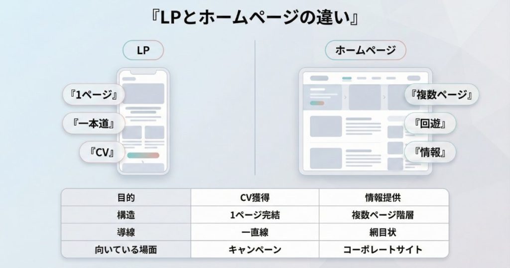 LP（ランディングページ）とホームページの違い