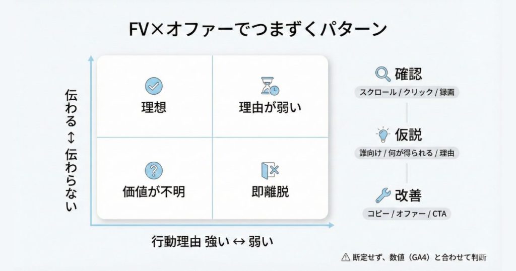 ファーストビューとオファーでつまずいている