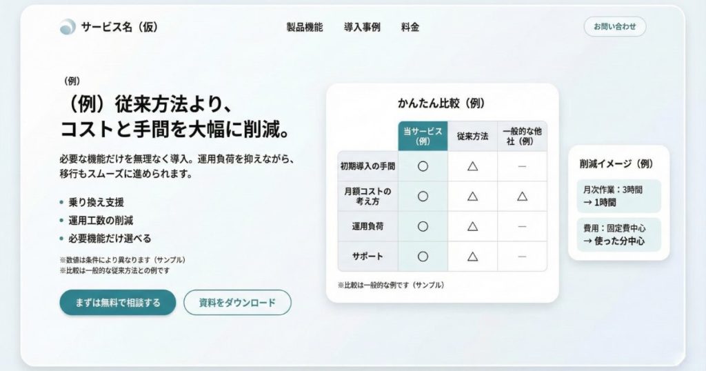 BtoBパターン④｜比較表で優位性を示す構成