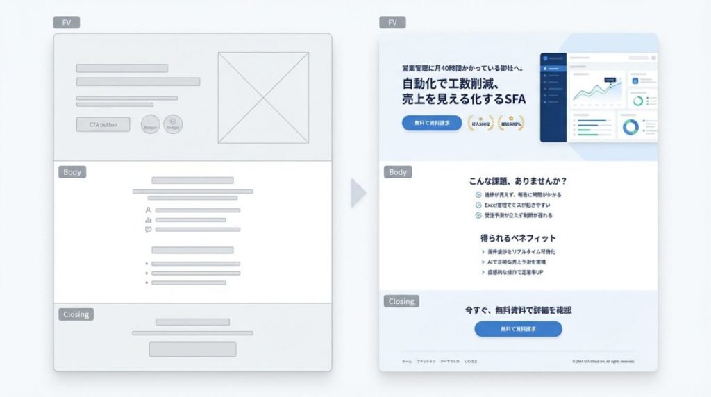 【見出しセット例（SaaS / BEAF型）】